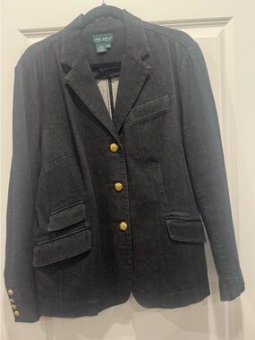 Lauren Ralph Lauren Black Denim Blazer with Gold-Tone Buttons
